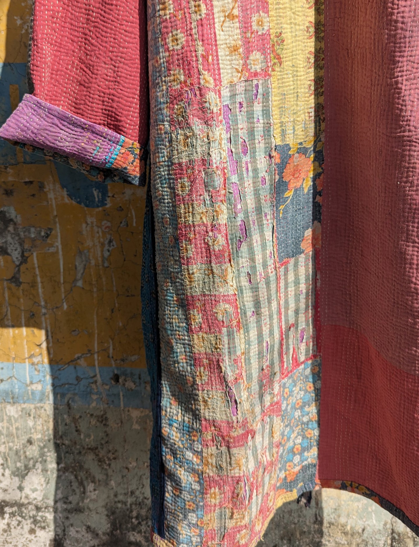 Long Kantha Jacket, Reversible